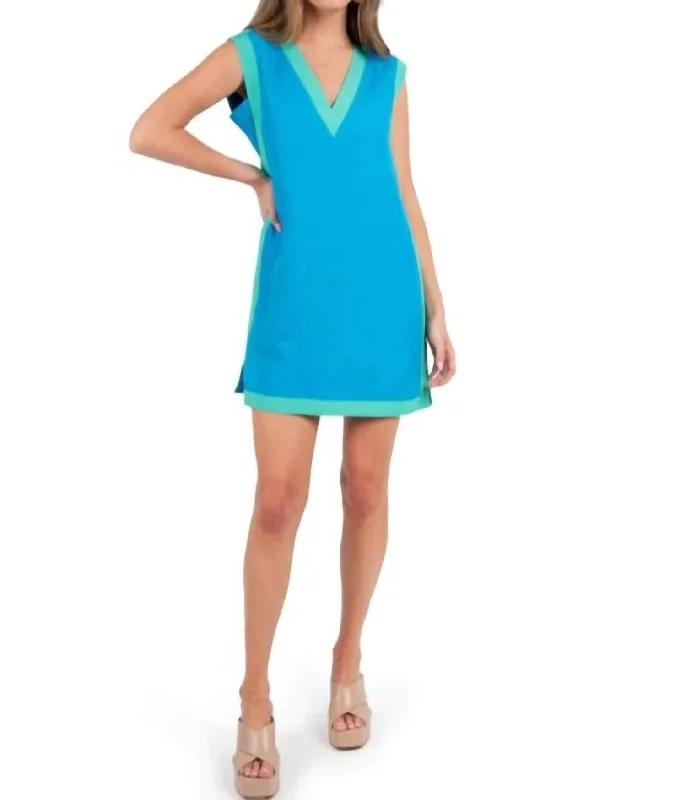 Shift Mini Dress In Lakeside Colorblock