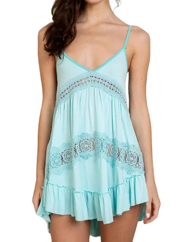 Sweet Georgia Mini Dress In Aqua