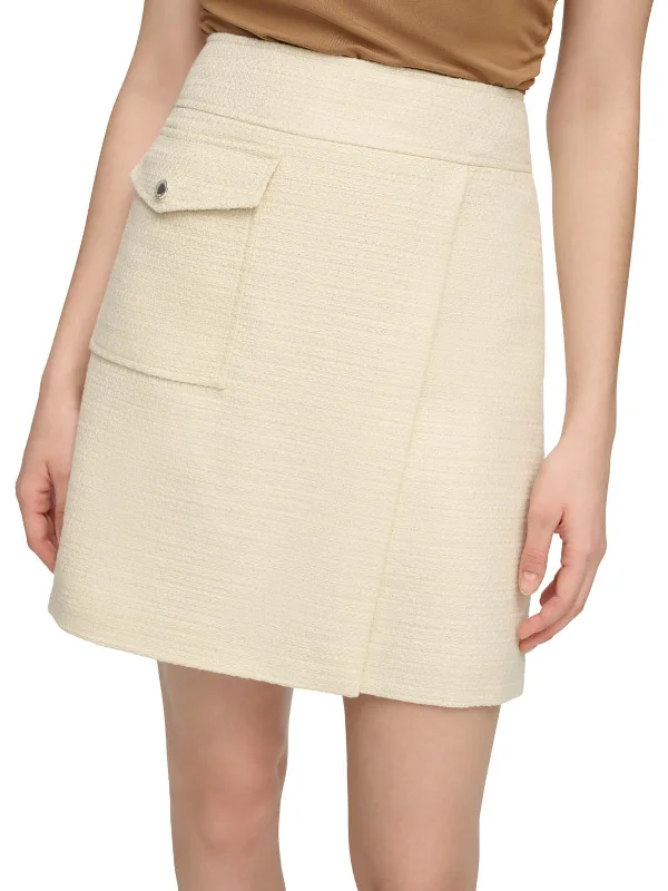 Womens Mini Faux-Wrap Wrap Skirt