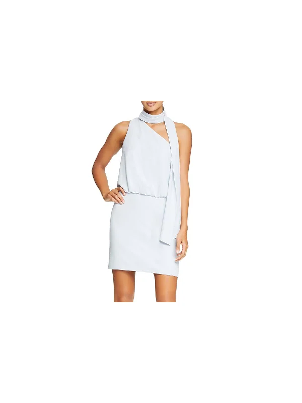 Womens Scarf Neck Detail Mini Dress