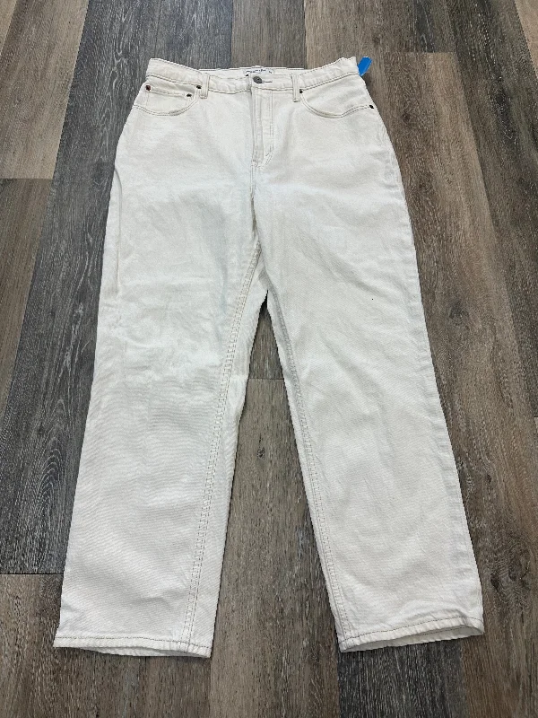 Cream Jeans Straight Abercrombie And Fitch, Size 14