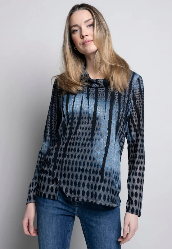 Clipped Jacquard Cowl Neck Top