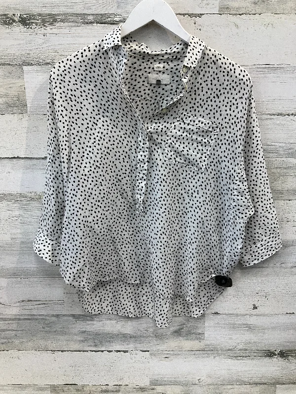 Top 3/4 Sleeve By Loft In Black & White, Size: S