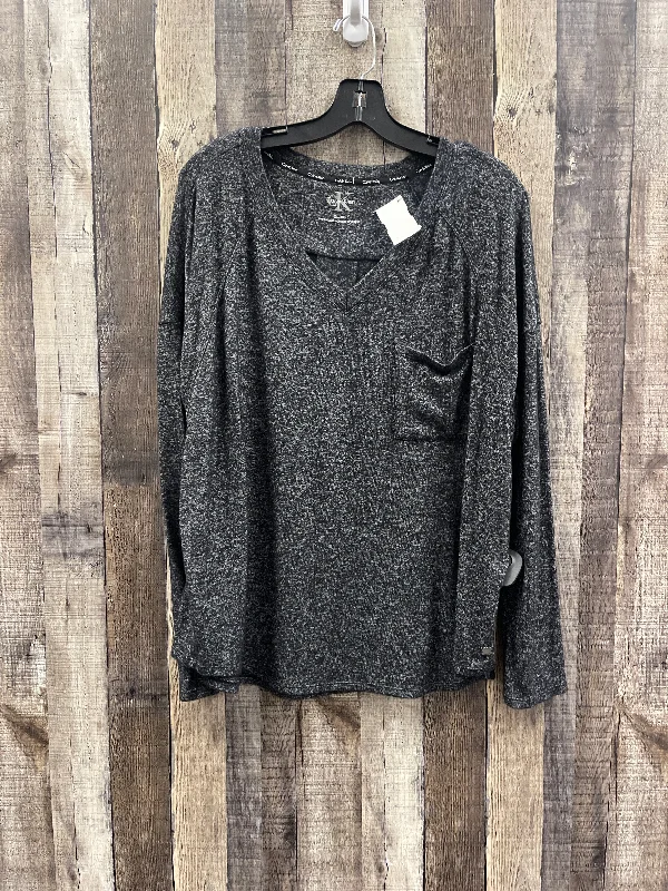 Top Long Sleeve By Calvin Klein In Black, Size: Xl