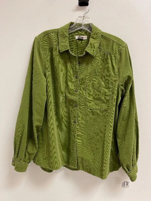 Top Long Sleeve By Pilcro In Green, Size: M