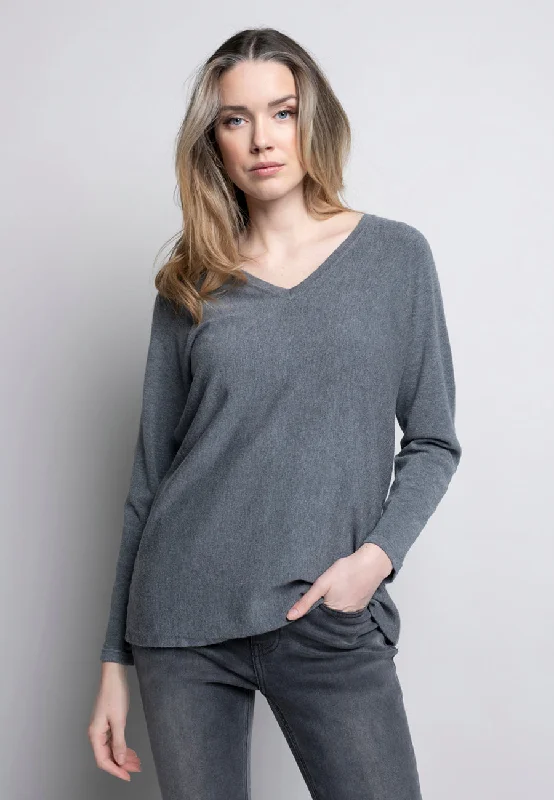 V-Neck Top With Button Trim