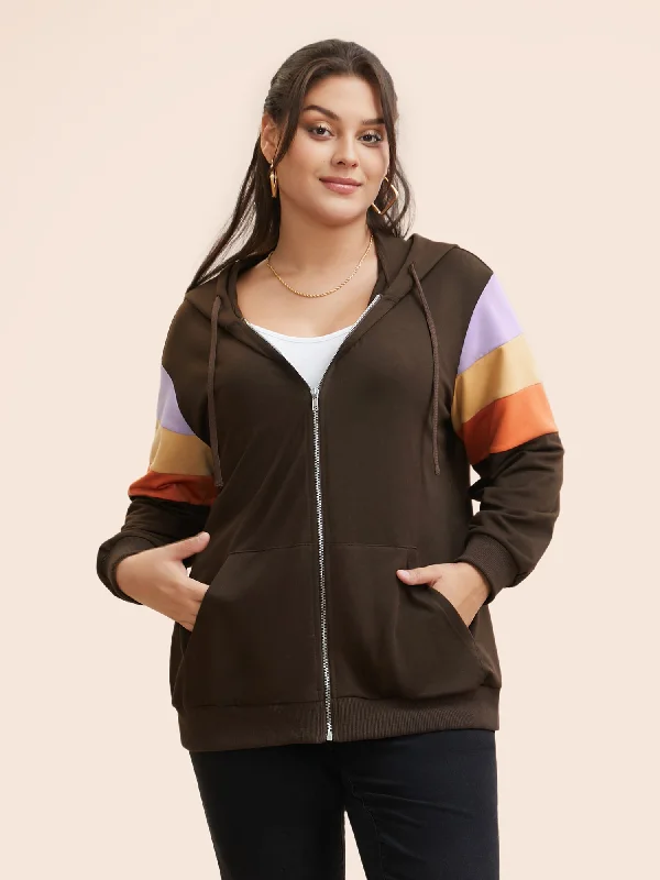 Colorblock Contrast Pocket Hooded Sweatshirt