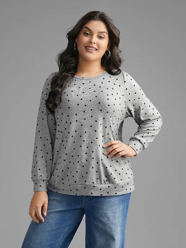 Polka Dot Heather Slightly Stretchy Sweatshirt