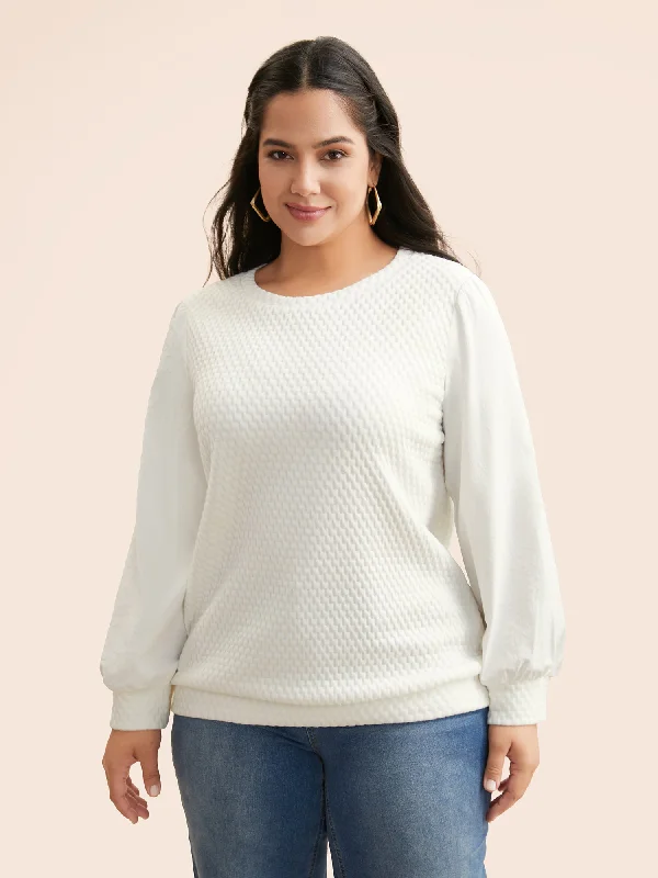 Round Neck Texture Patchwork Sweatshirt