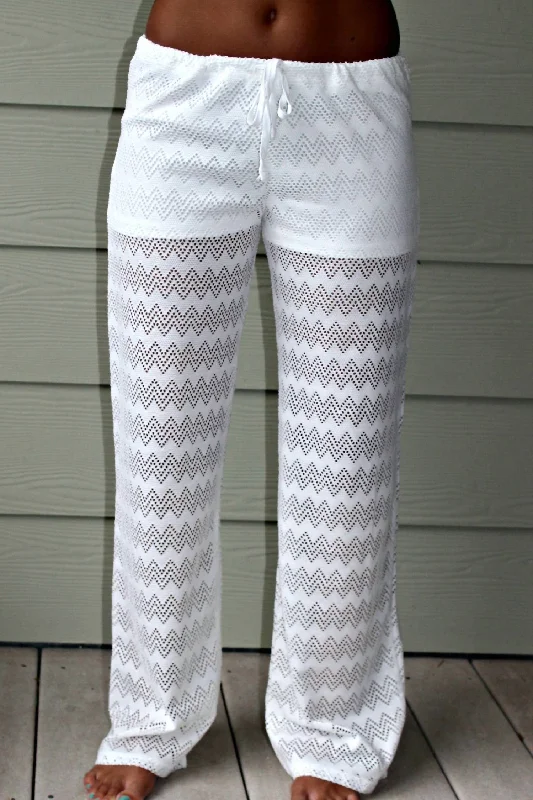 Chevron Knit Pants In White