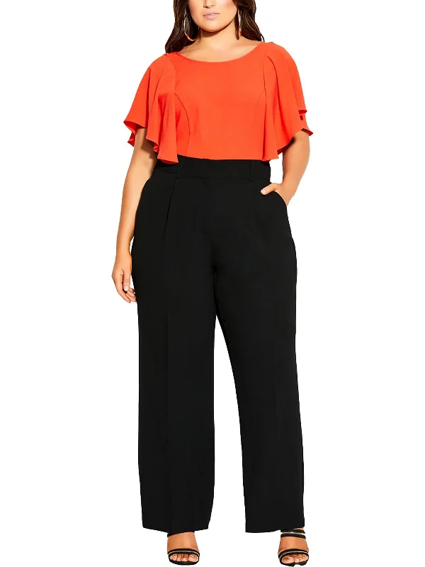 Juniors   Magnetic Womens Pleated Textured Wide Leg Pants