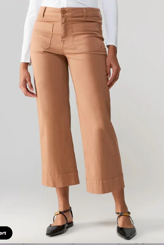 Standard Rise Wide Leg Cropped Pant In Mocha Mousse