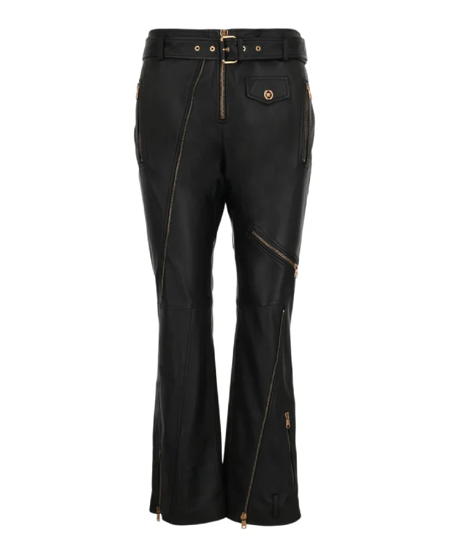 Zipper Detailed Leather Pants