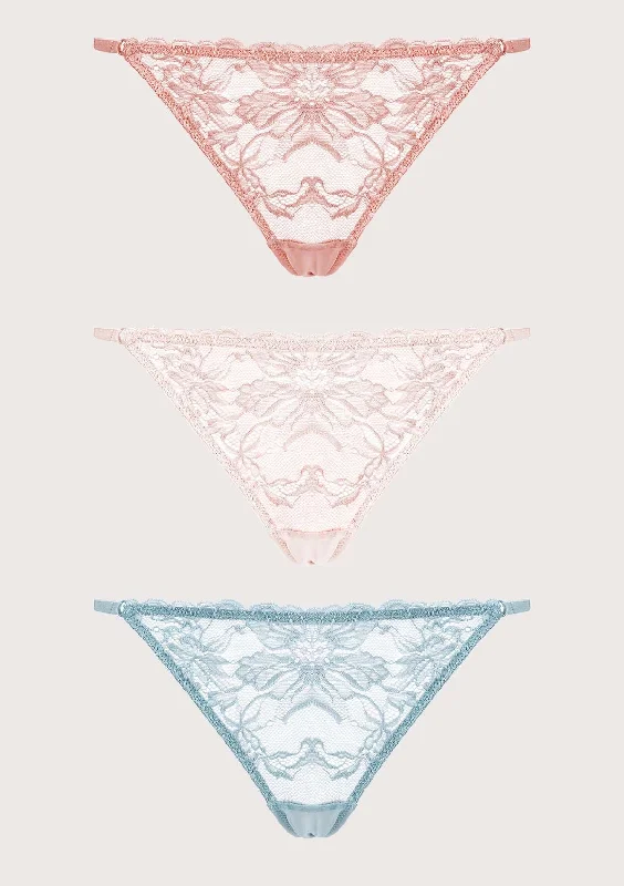 Pretty In Petals Breathable Sexy Lace String Thongs 3 Pack