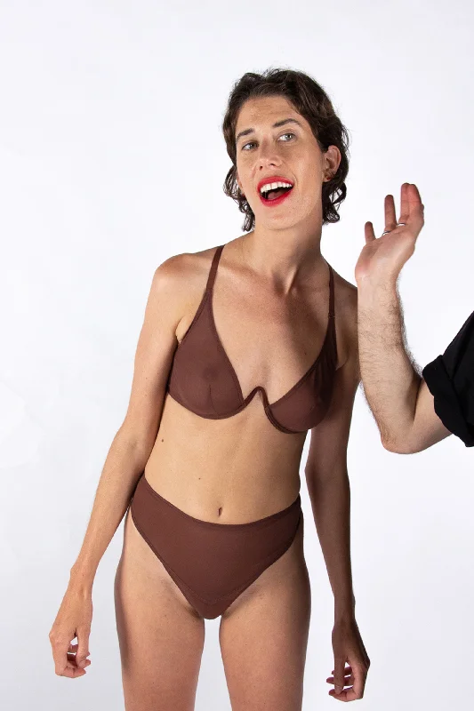 Pierrot High Waist Thong in Chocolate