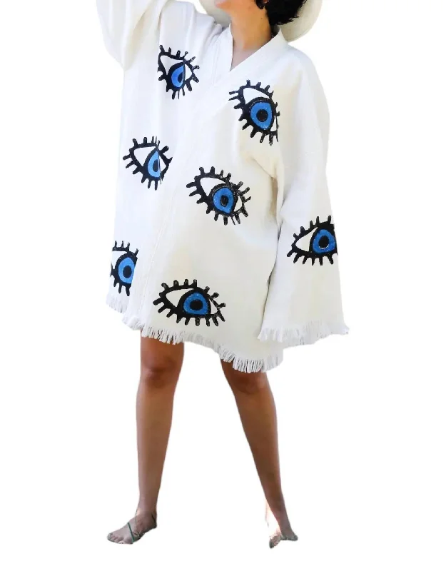 Evil Eye Robe In Nazar Blue/white