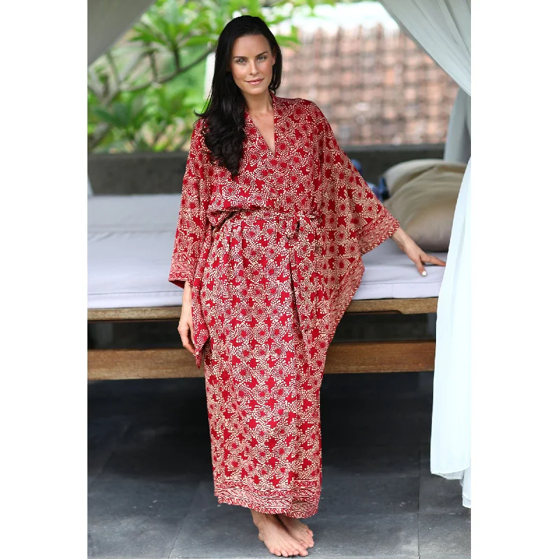 Ruby Red Hand Crafted Batik Robe