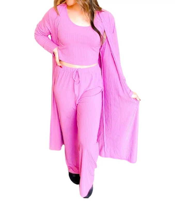 Three Piece Lounge Set In Pink